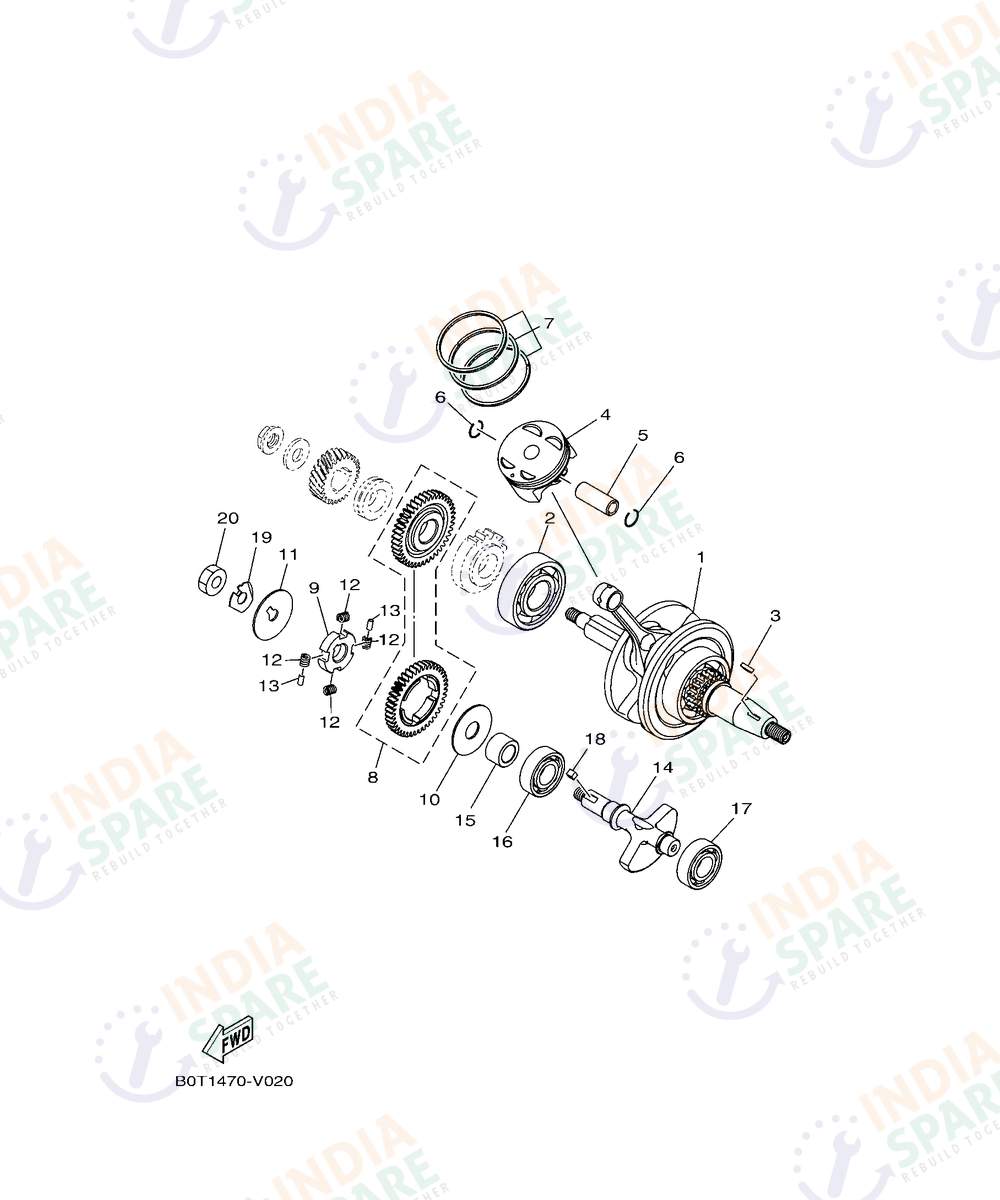 YAMAHA DM4B R15 V4 Series CRANKSHAFT & PISTON